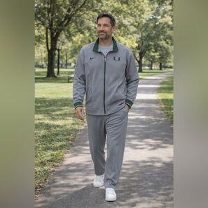 Nike Miami Hurricane Gray & Green Track Jacket + Pants Set